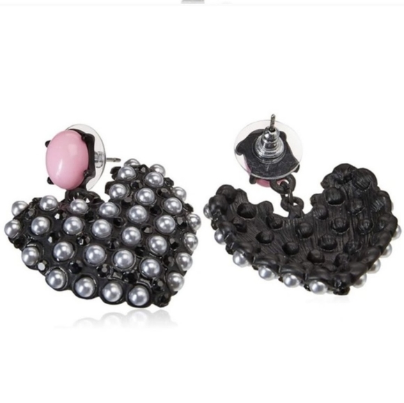 New with tags Betsey Johnson once her land heart-shaped disc drop earrings - Picture 3 of 7